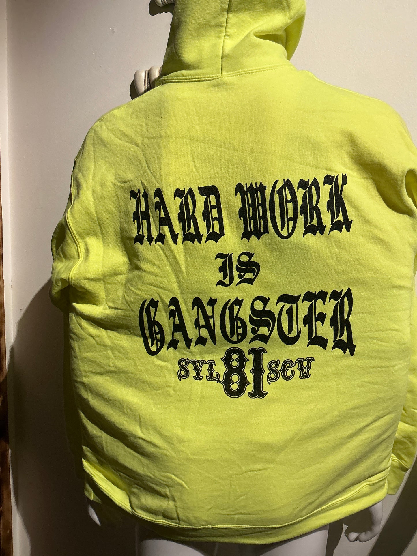 #51 safety green hoodie gangster